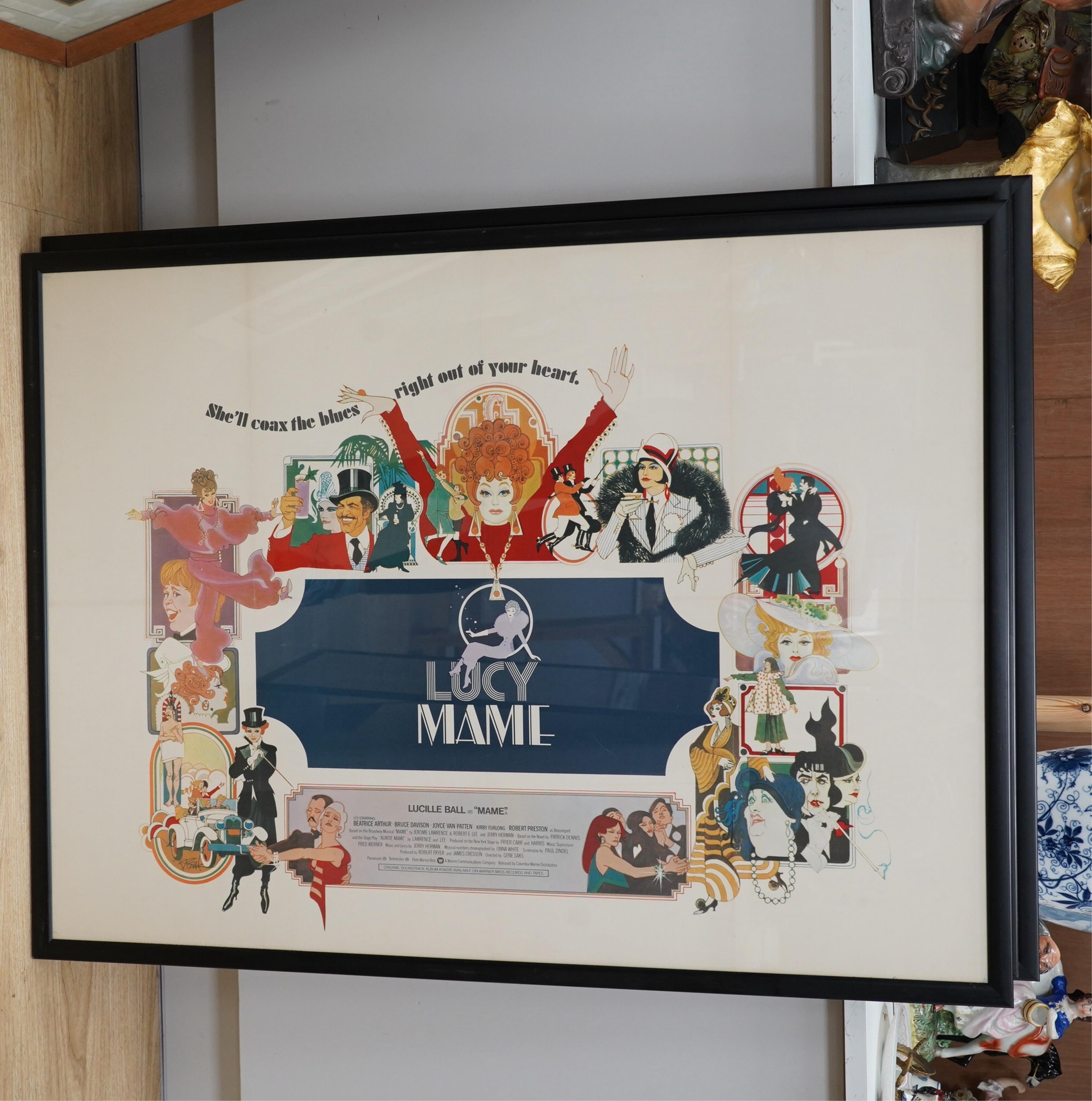 Four framed vintage film posters including ‘Oh! What a Lovely War’ printed in England by Lonsdale & Bartholomew and one reproduction, largest 75cm x 100cm. Condition - fair